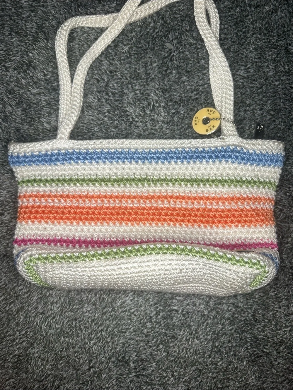 The Sak Multicolor Striped Crochet Shoulder Bag Boho Y2K Tote